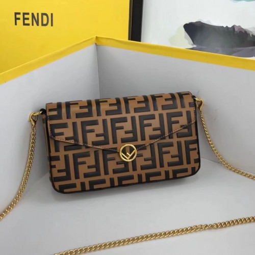 Портфейл Fendi НА ВЕРИЖКА С ТОРБИЧКИ Кожена мини чанта 8BS032 Кайсия