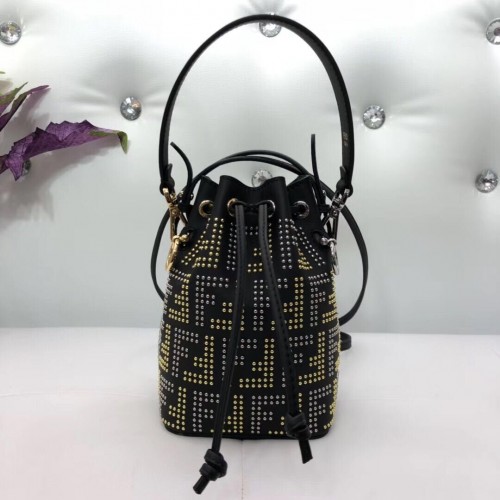 Кожена мини чанта Fendi 8BS010 черна