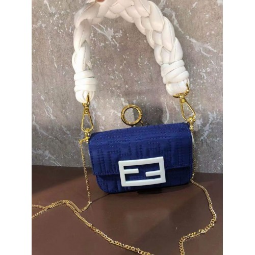 Fendi мини чанта BAGUETTE памучна F6550 синя