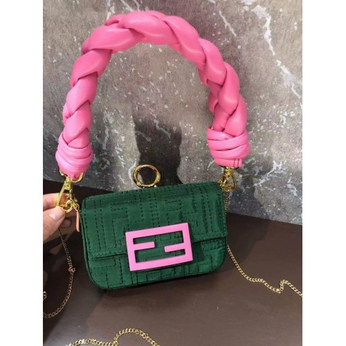 Fendi мини чанта BAGUETTE памучна F6550 зелена