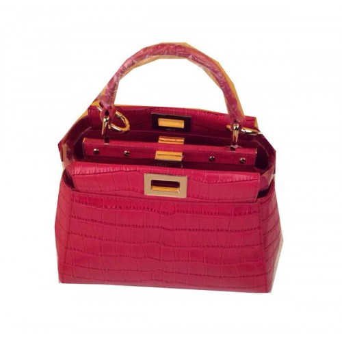 Чанта Fendi Mini Peekaboo от крокодилска кожа F520885 розова