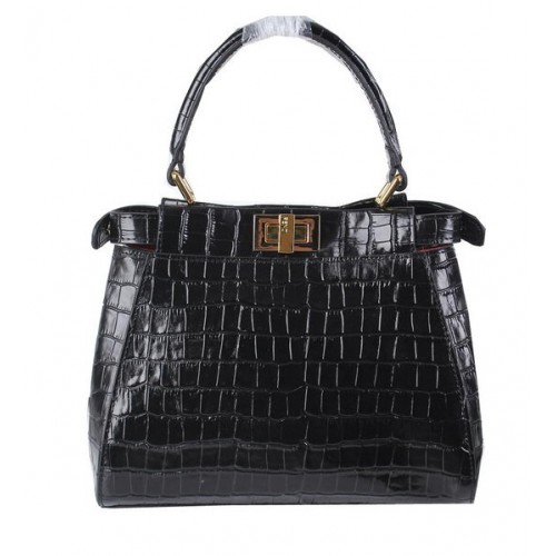 Fendi мини чанта Peekaboo Croco Leather FD8838 Черна