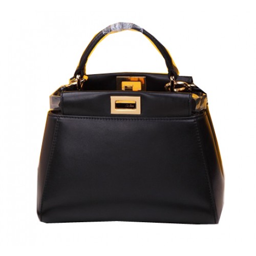 Чанта Fendi mini Peekaboo от овча кожа F520885 черна