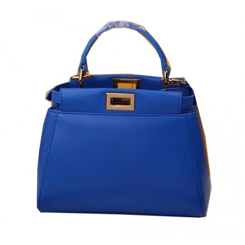 Чанта Fendi Mini Peekaboo от овча кожа F520885 синя