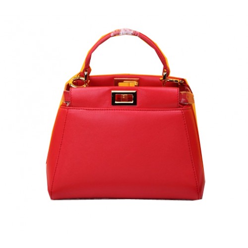 Чанта Fendi mini Peekaboo от овча кожа F520885 червена