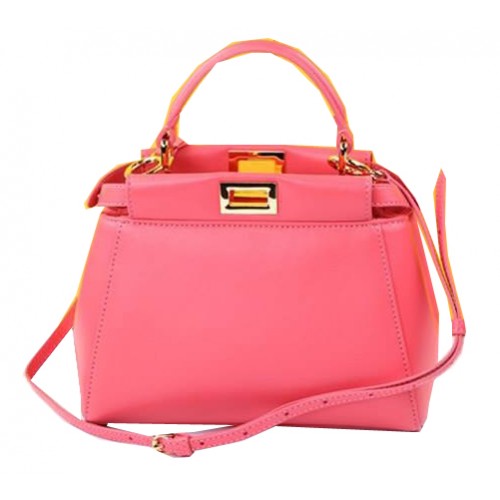 Чанта Fendi Mini Peekaboo от овча кожа F520885 розова