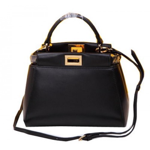 Чанта Fendi mini Peekaboo от овча кожа FD520885 черна