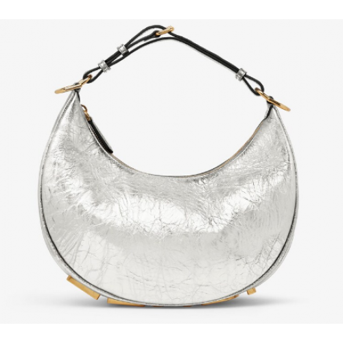 Малка чанта от ламинирана кожа Fendigraphy от сребристо 8BR798A