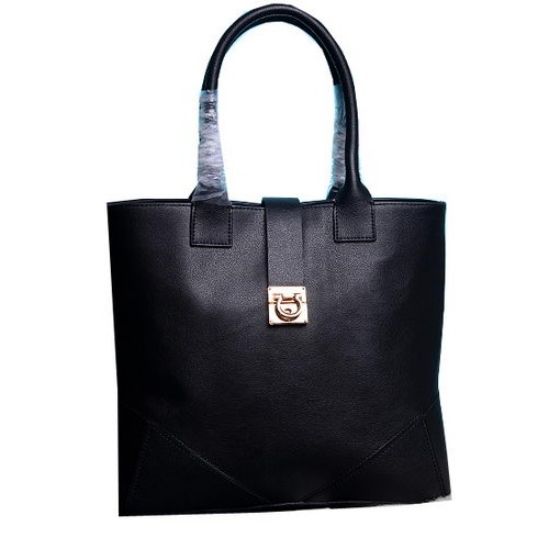 Чанта Ferragamo Medium Tote от телешка кожа 13725 Черна