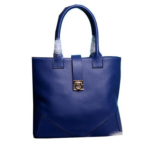 Чанта Ferragamo Medium Tote от телешка кожа 13725 Синя