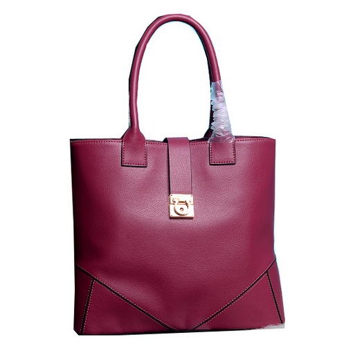 Чанта Ferragamo Medium Tote от телешка кожа 13725 вино