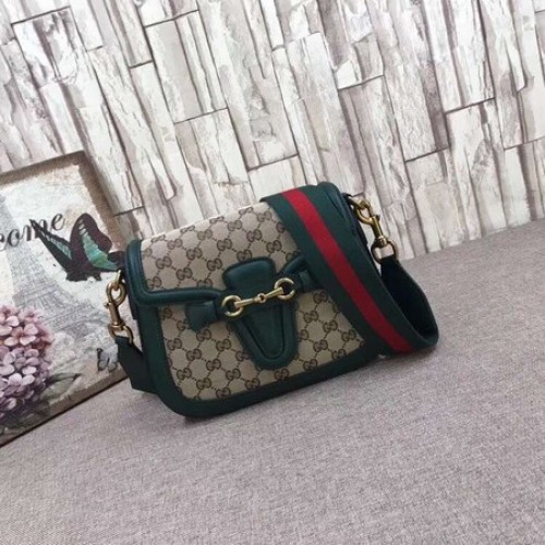 Чанта през рамо Gucci GG Lady Web от ръчно боядисана кожа 380573 зелена
