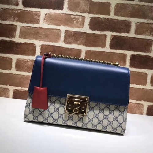 Чанта за през рамо Gucci Padlock Medium GG 409486 Синя