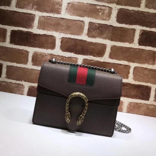 Мини чанта за през рамо Gucci Dionysus с мотив на личи 421970 кафява