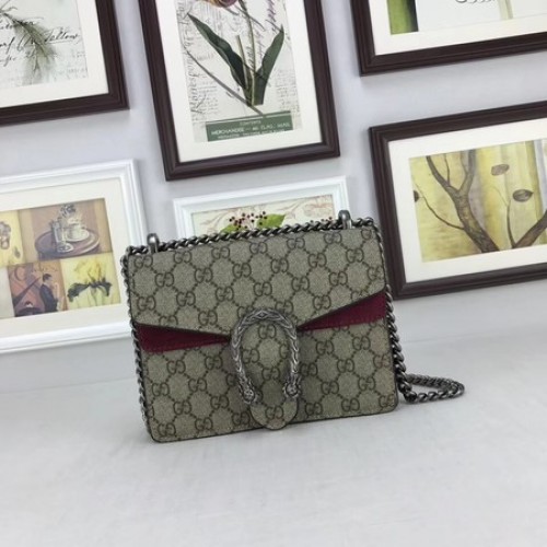 Чанта през рамо Gucci Mini Dionysus GG Canvas 421970 вино