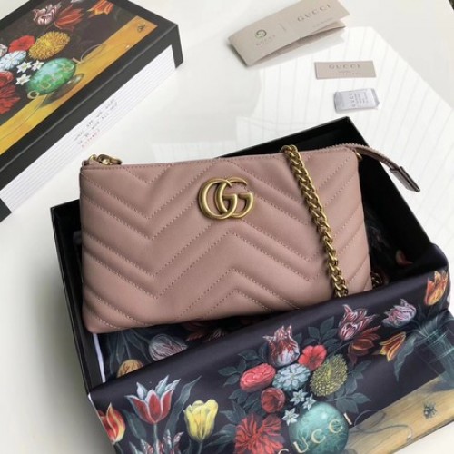 Мини чанта с верижка Gucci GG Marmont 443447 Розова