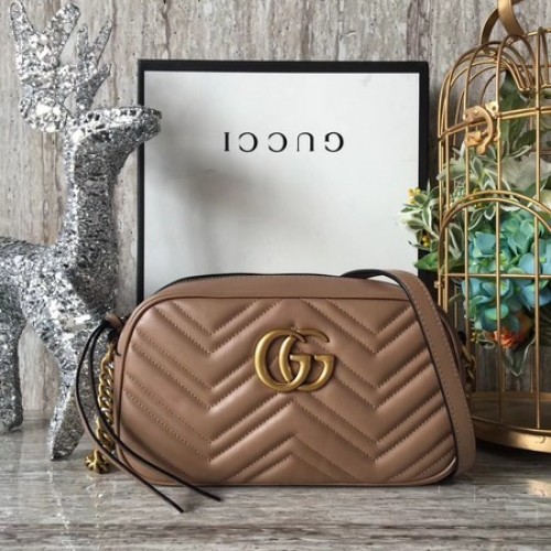 Чанта за рамо Gucci GG Marmont Small Matelasse 447632 Кайсия