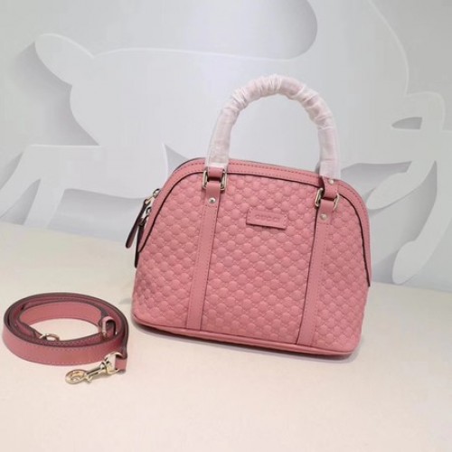 Кожена чанта с горна дръжка Gucci Signature 449654 Розова