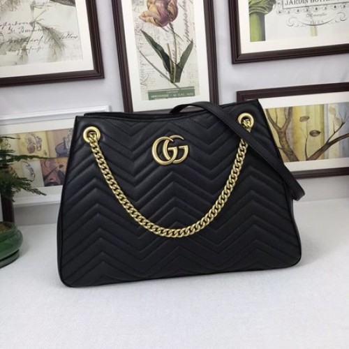 Чанта за рамо Gucci GG Marmont Medium Matelasse 453569 Черна