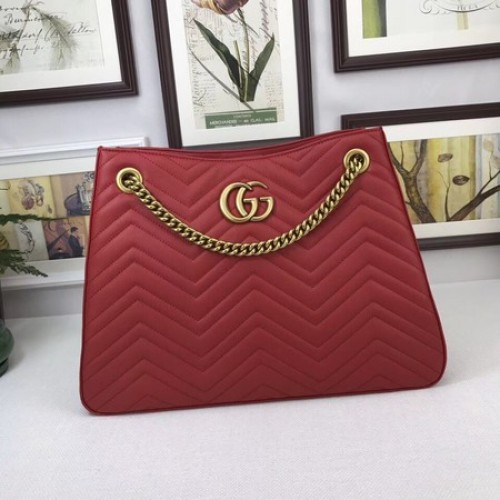Чанта за рамо Gucci GG Marmont Medium Matelasse 453569 червена