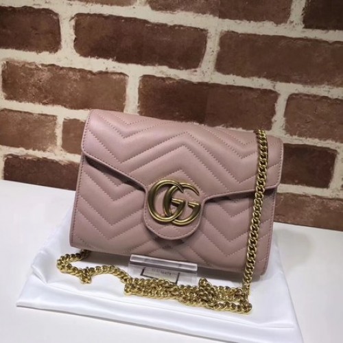 Мини чанта Gucci GG Marmont Matelasse 474575 Розова