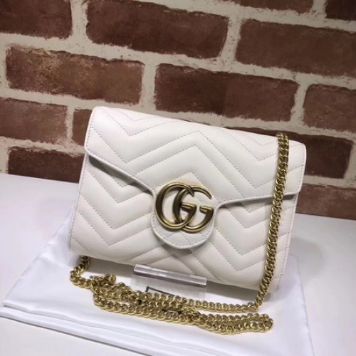 Мини чанта Gucci GG Marmont Matelasse 474575 бяла