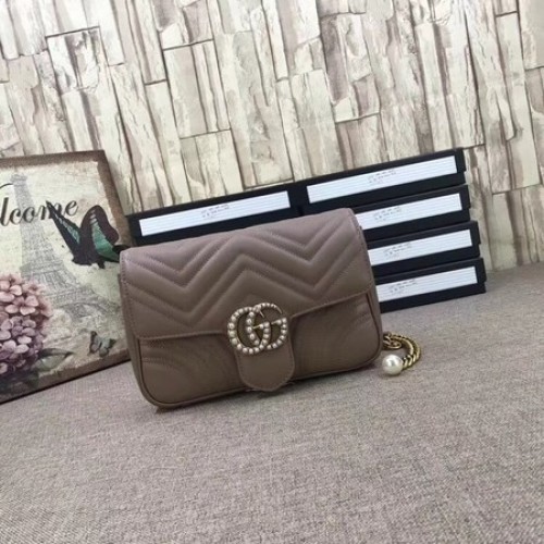 Gucci GG Marmont мателассе мини чанта 476809 розова