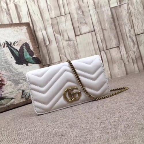 Мини чанта Gucci GG Marmont 488426 бяла
