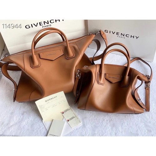 Оригинална кожена чанта за рамо GIVENCHY 63188 кафява