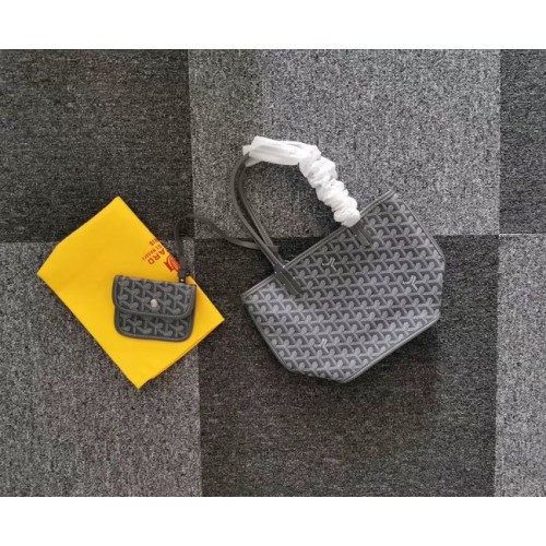 Мини чанта от телешка кожа Goyard 6782 сива