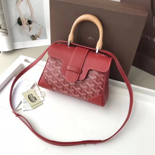 Мини чанта от телешка кожа Goyard 9955 червена