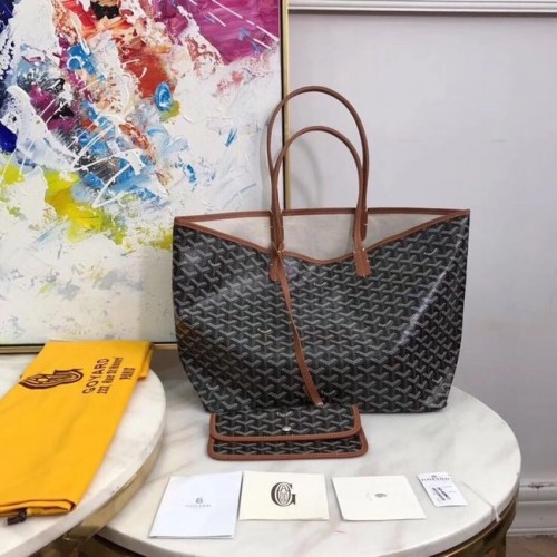 Чанта тип „тоут“ от телешка кожа Goyard 20207 черно-кафява