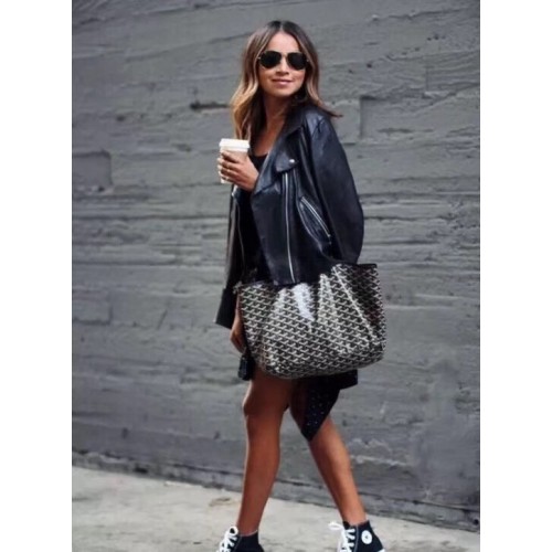 Чанта от телешка кожа Goyard 6783 Черна