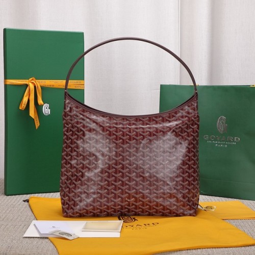 Чанта хобо от телешка кожа Goyard G9983, цвят вино
