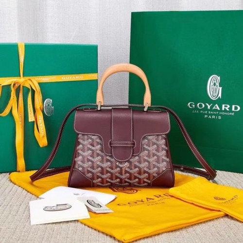 Мини чанта Goyard Calfskin Saigon от кожа 9955, цвят вино