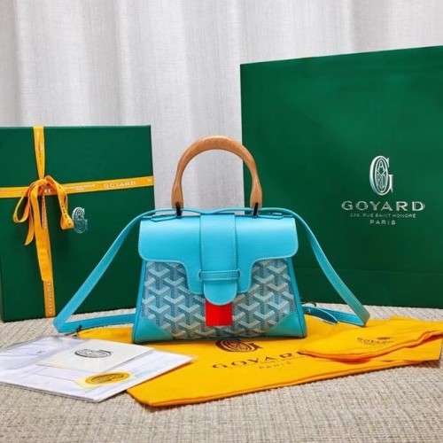 Мини чанта Goyard Calfskin Saigon от кожа 9955 светло синя