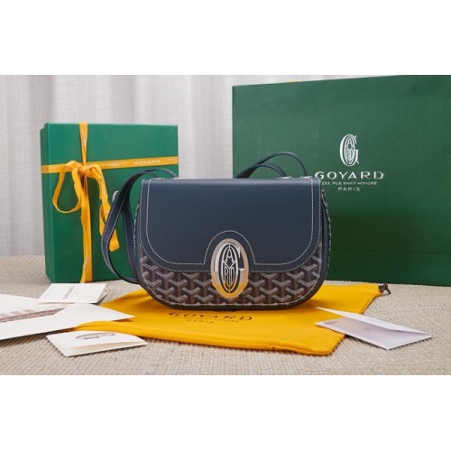 Чанта през рамо Goyard Calfskin 9967 тъмносиня