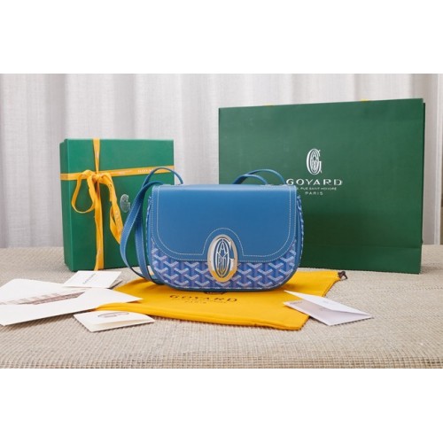 Чанта от телешка кожа Goyard 9967, небесно синьо