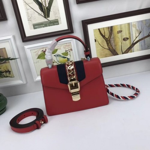 Мини чанта Gucci Sylvie Lather 470270 червена