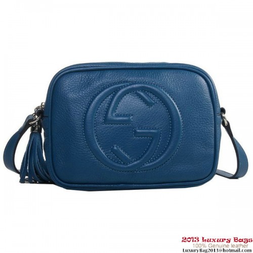 Кожена диско чанта Gucci 308364 A7M0G 4316 Soho Periwinkle