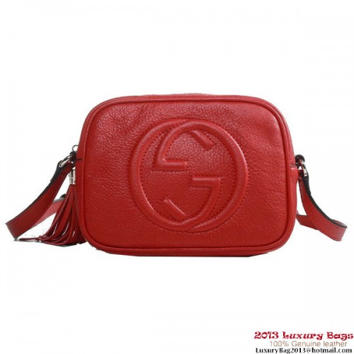 Кожена диско чанта Gucci 308364 A7M0G 6523 Soho Red
