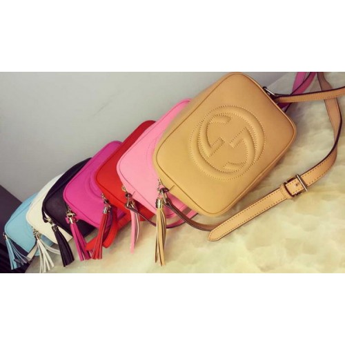 Кожена диско чанта Gucci Soho от телешка кожа 308364