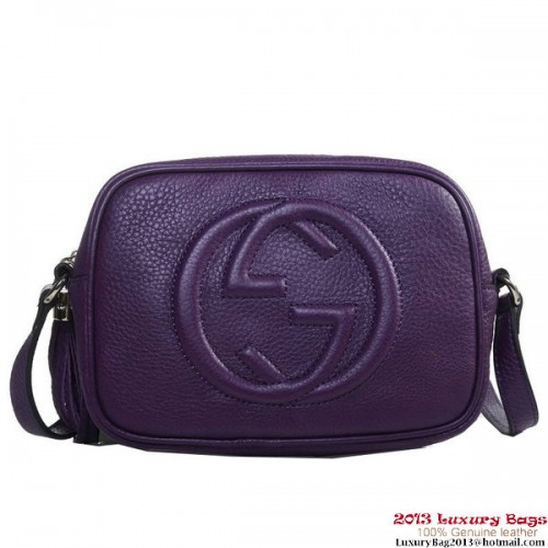Кожена диско чанта Gucci 308364 Soho Purple