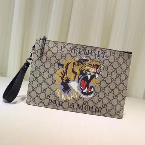 Чанта Gucci с принт на ядосана котка GG Supreme 473904 Tiger