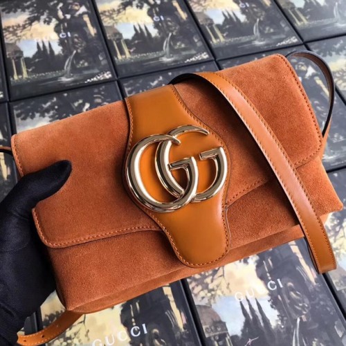 Малка чанта за рамо Gucci Arli 550129 кафява велурена