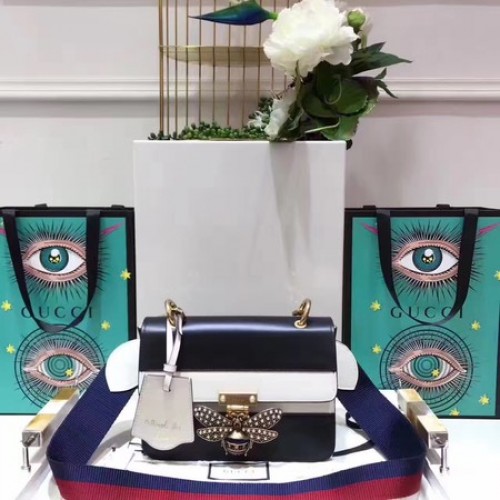 Кожена мини чанта Gucci Broadway 476542 черна