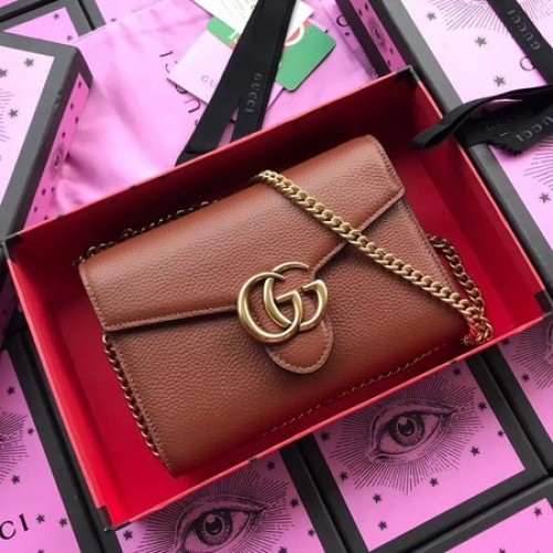 Чанта през рамо от телешка кожа Gucci 401232 Кафе