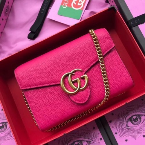 Чанта през рамо от телешка кожа Gucci 401232 Праскова