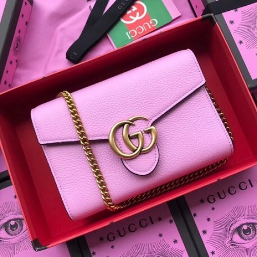 Чанта през рамо Gucci от телешка кожа 401232 Розова