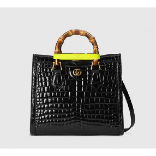 Малка чанта Gucci Diana с крокодилска кожа 660195 Черна